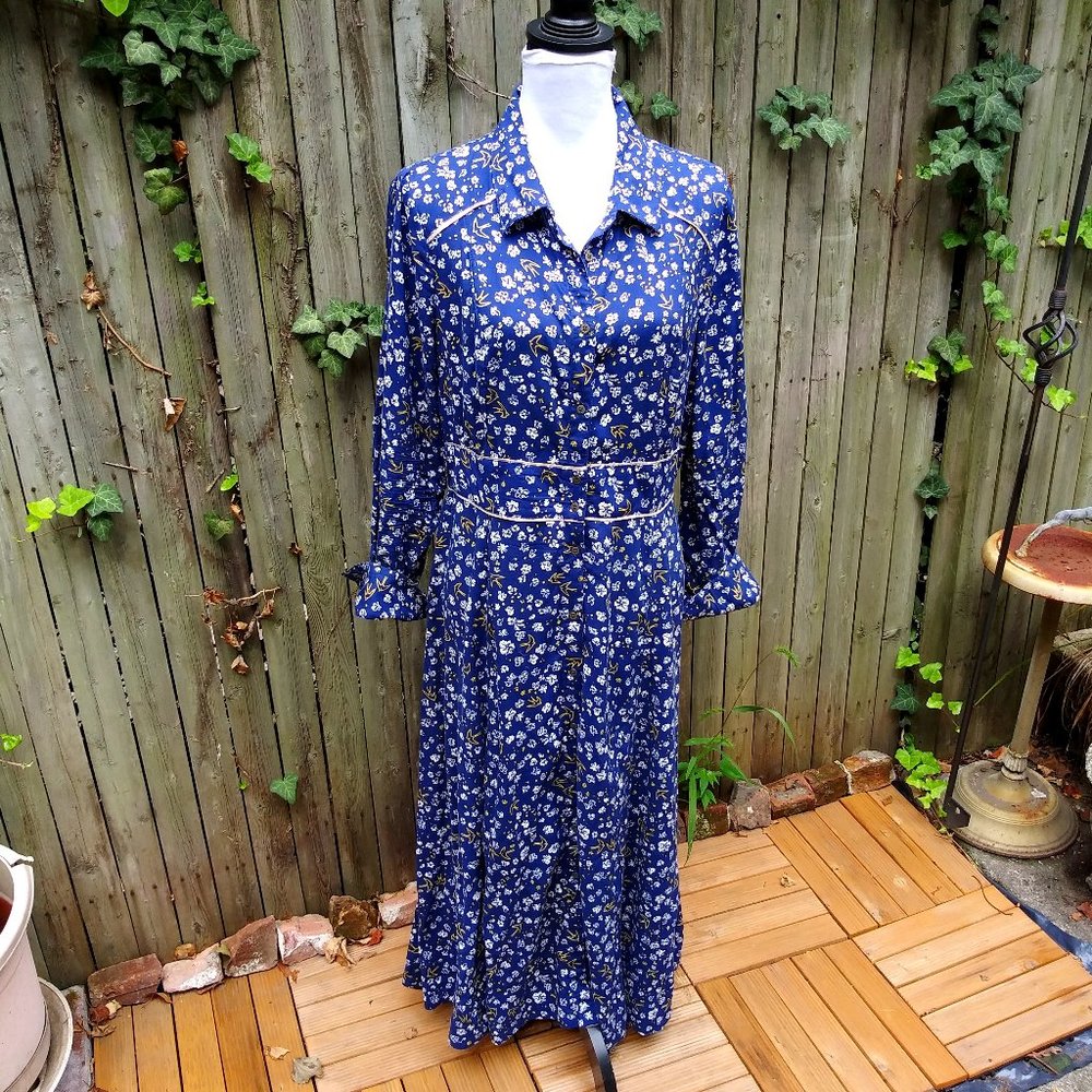 Monsoon Bird/Floral Print Midi Dress